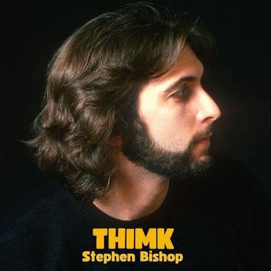 The cover of THIMK with a profile of the young Stephen Bishop and lettering in yellow reading 'THIMK' Stephen Bishop